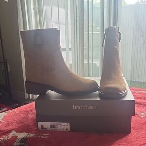 Franco Sarto Tan Suede Ankle Boots
